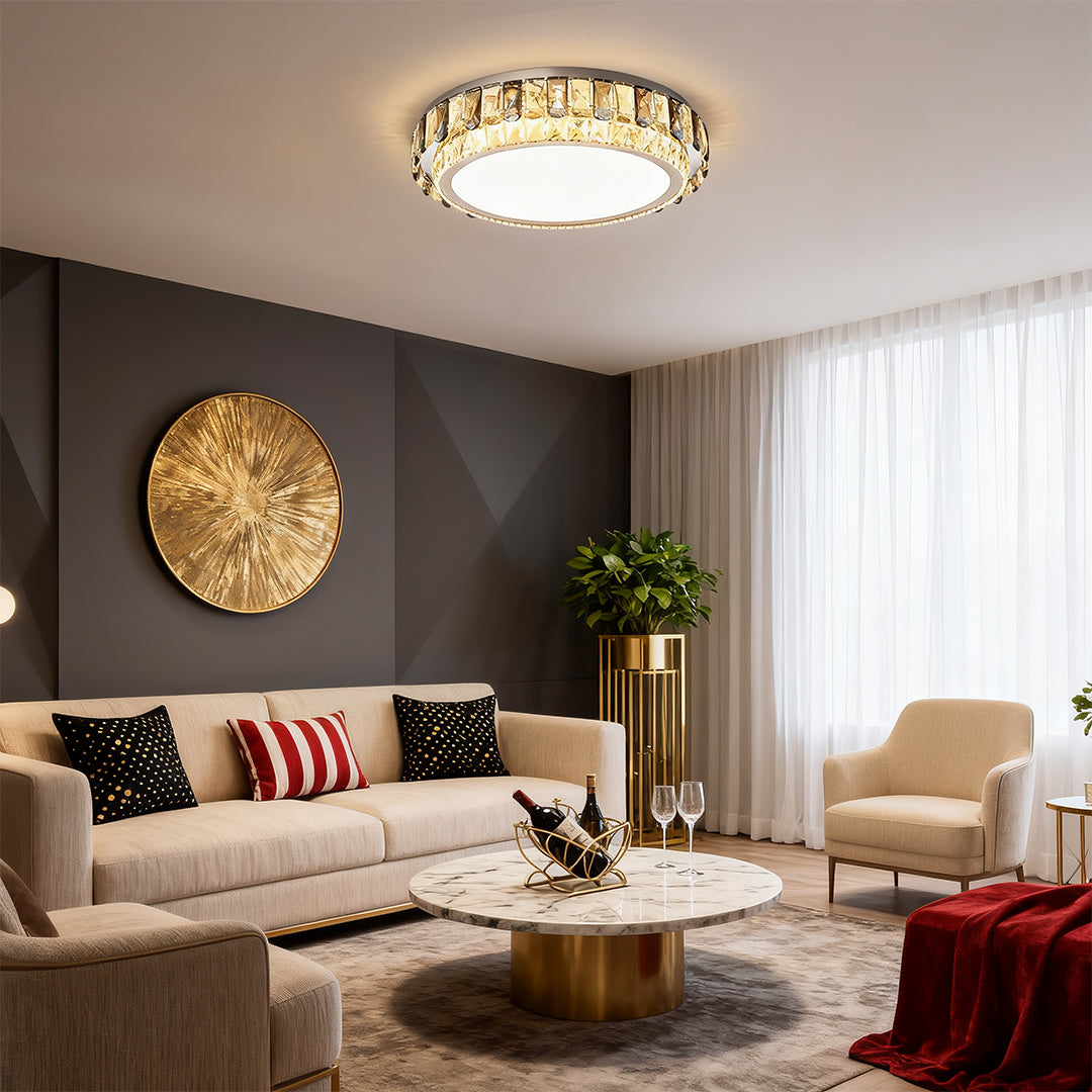 Lumière Crystal Flush Mount Ceiling Light in Chrome
