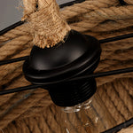 Artisan Hemp Rope Pendant Light with Iron Shade – Vintage Industrial Ceiling Lamp
