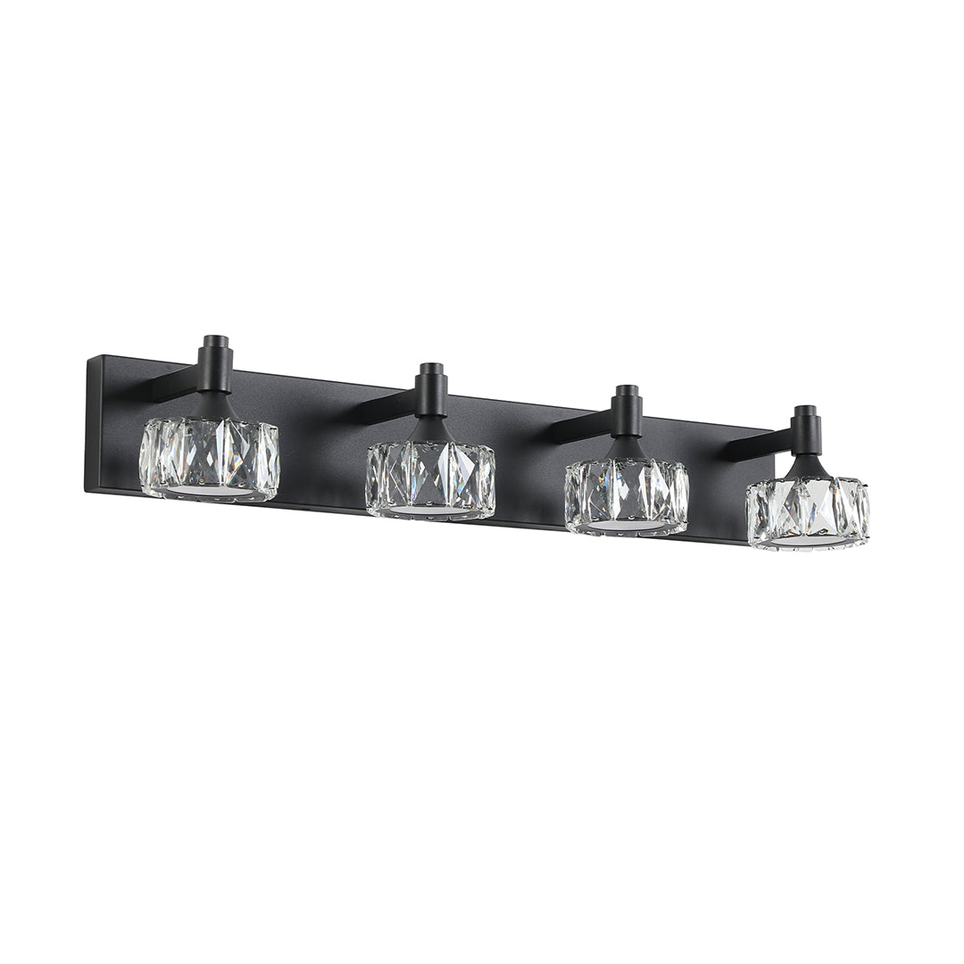 Crystal Vanity Light Modern Black Iron LED Wall Bar for Bathroom