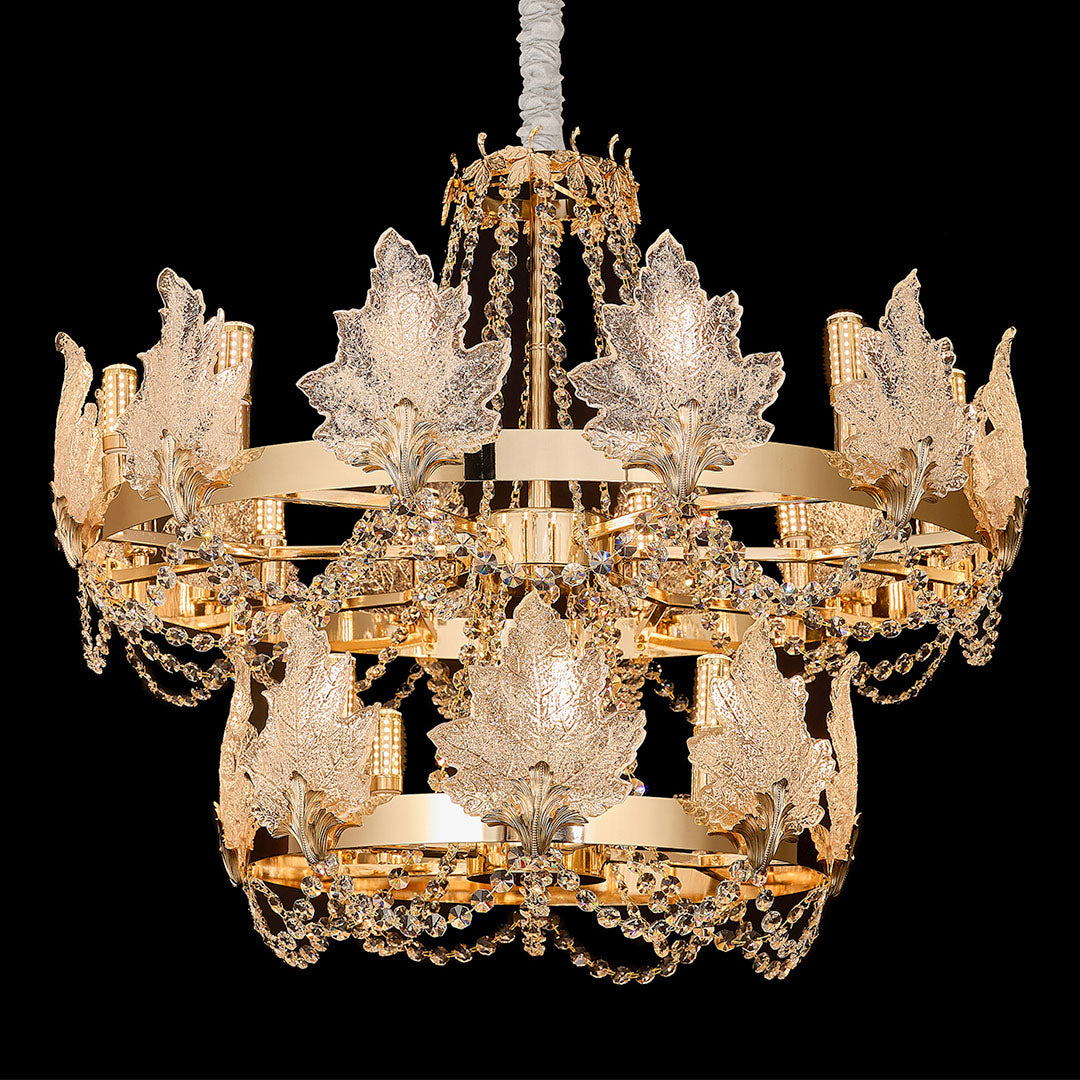 French Crystal Chandelier in Champagne Gold for Elegant Interiors