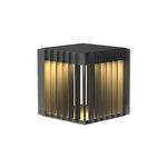 Modern Outdoor Pillar Light with Geometric Hollow Frame, Stainless Steel LED Post Lantern for Courtyard and Entryway