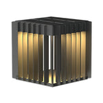 Modern Outdoor Pillar Light with Geometric Hollow Frame, Stainless Steel LED Post Lantern for Courtyard and Entryway