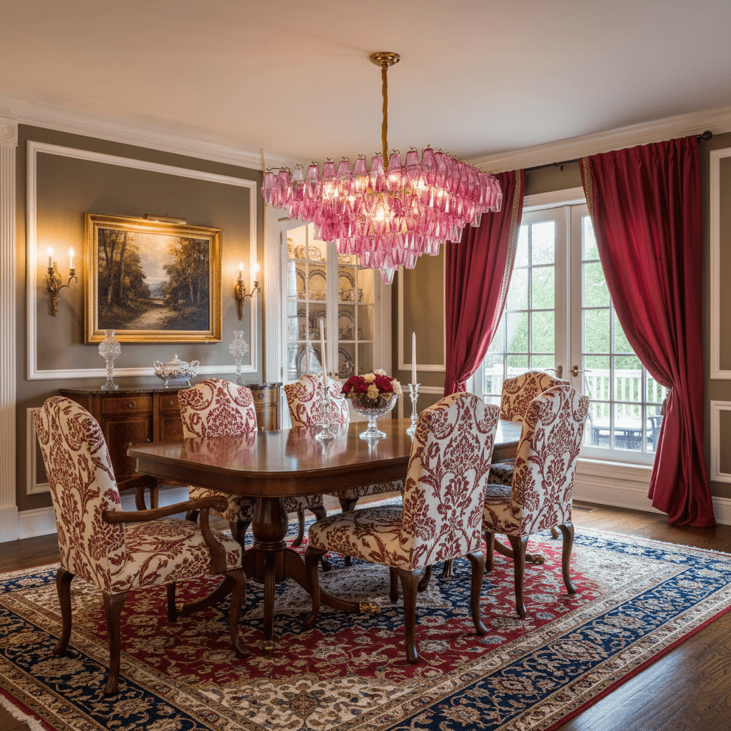 Fuchsia Prism Empire Chandelier – Hand-Blown Glass Pendant Light