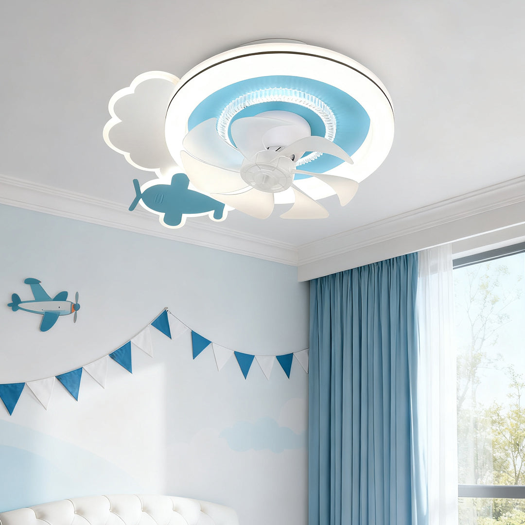 Aurora Sky Ceiling Fan with Dimmable LED Light for Kids' Rooms