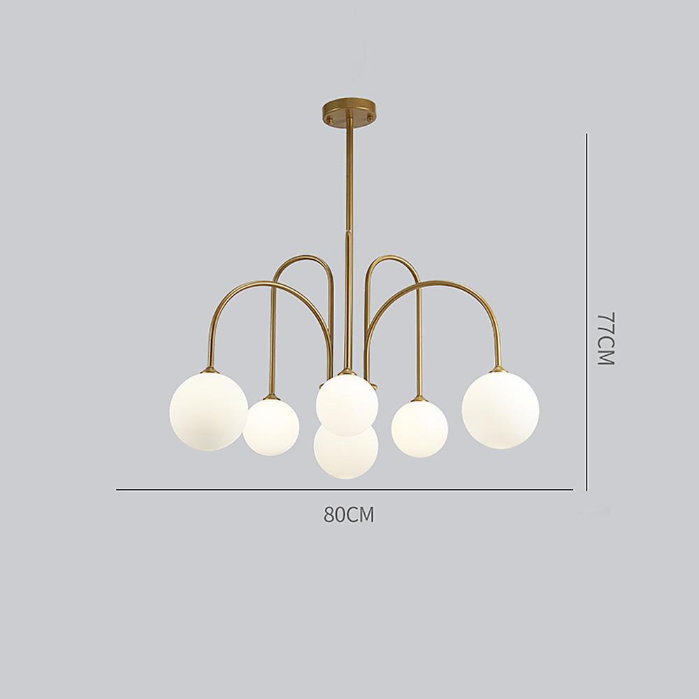 Sputnik Multi Light White Ball Glass Shade Pendant Lights Gold Black Curved Linear Chandelier 1