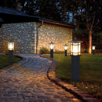Pavilion Black Aluminum Outdoor Bollard Light with Warm LED