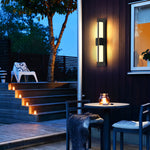 Linear Outdoor Wall Sconce in Black Aluminum with Warm LED Light