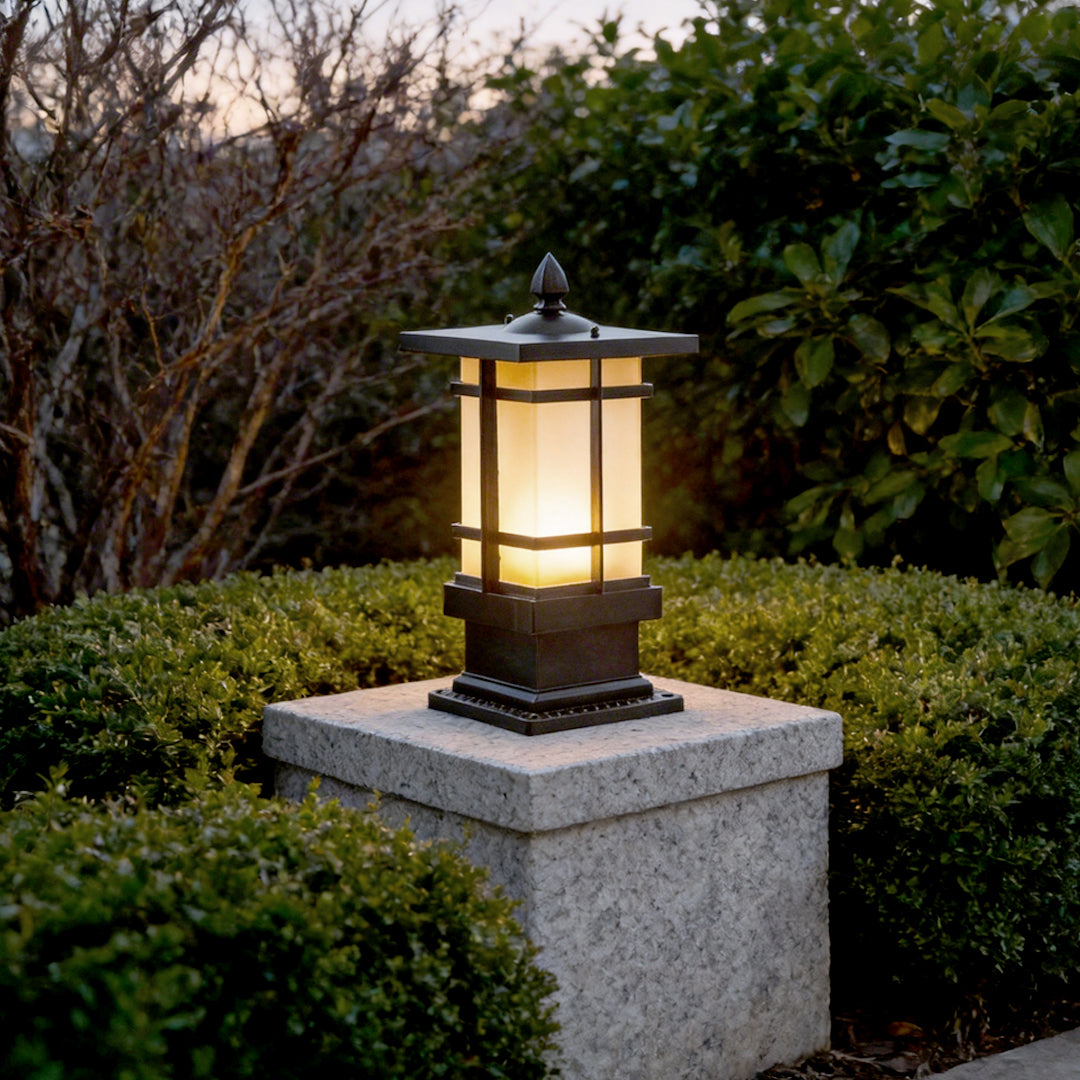 Pavilion Black Aluminum Outdoor Bollard Light with Warm LED