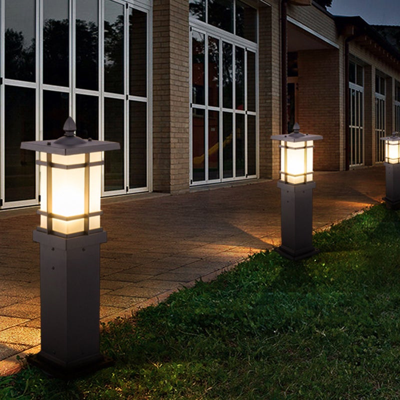 Pavilion Black Aluminum Outdoor Bollard Light with Warm LED