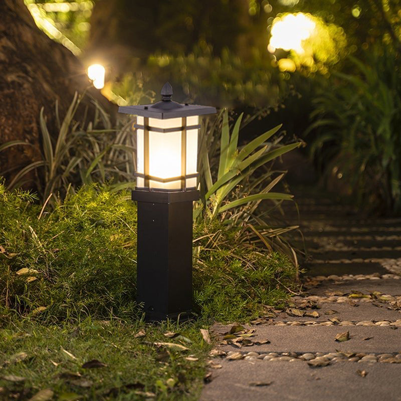 Pavilion Black Aluminum Outdoor Bollard Light with Warm LED