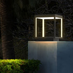 Open Frame LED Solar Post Light – Modern Square Pier-Mounted Outdoor Lantern