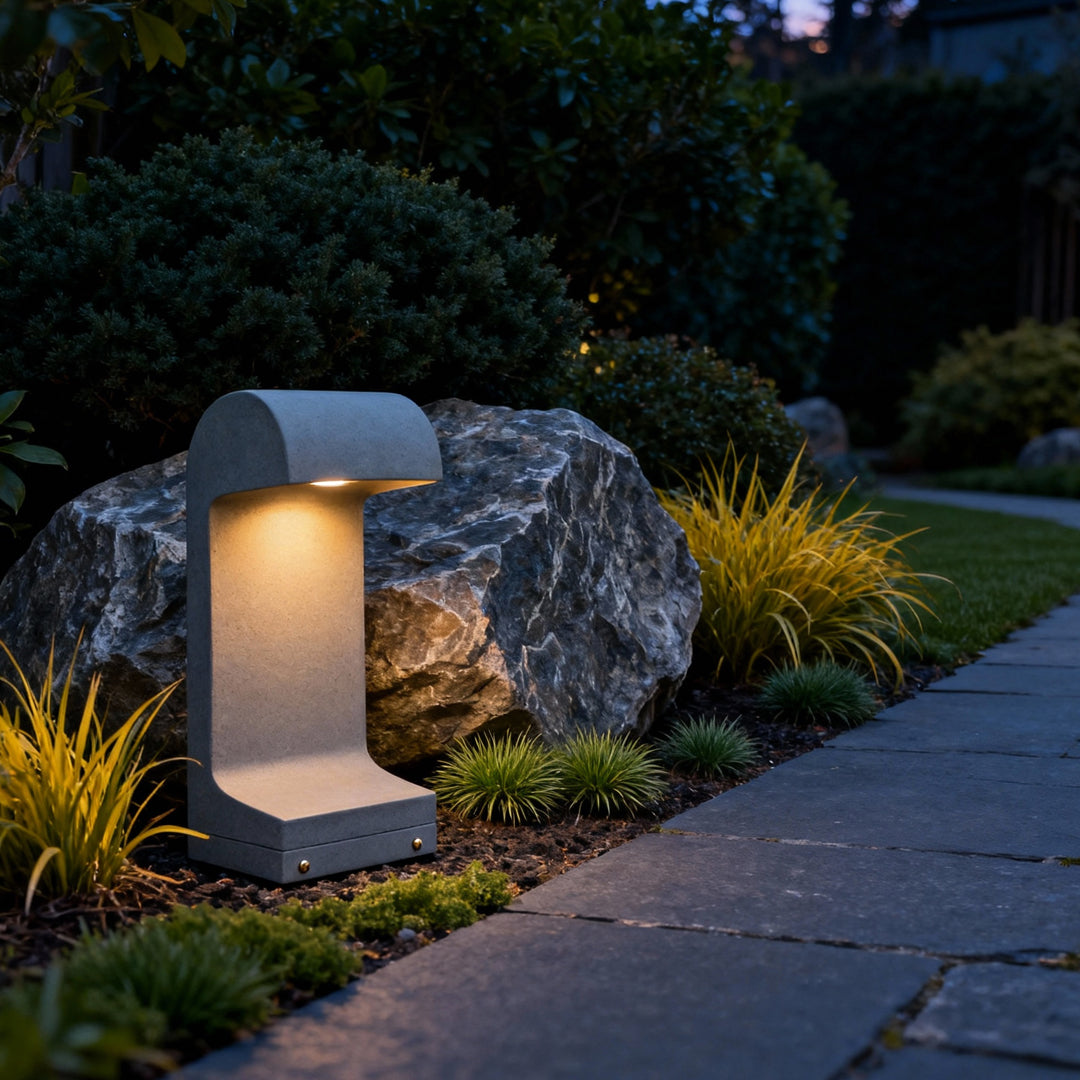 Retro Cement Outdoor Landscape Light with Warm LED Glow