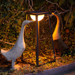 Modern Outdoor Floor Lantern with Stainless Steel Frame and Warm LED Glow