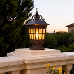 Pillar Garden Light in Chestnut Aluminum with Clear Glass Shade