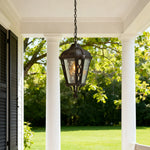 Outdoor Black Lantern Pendant Light with Adjustable Chain