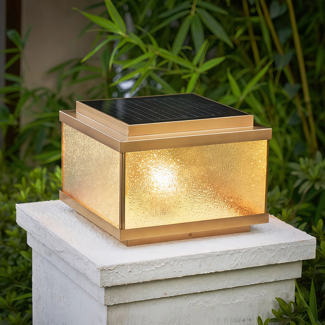 All-Copper Outdoor Pillar Lights with Solar & Hardwired Options