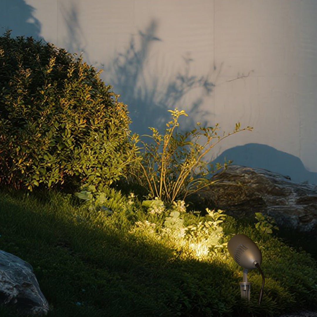 Minimalist LED Outdoor Spotlight with Ground Spike, Warm White 3000K