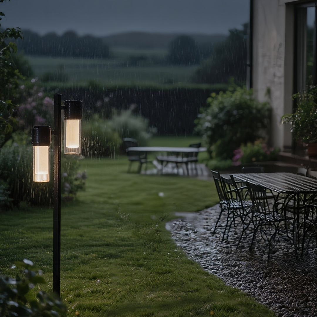 Modern LED Path Light with Clear Glass Shade for Garden Walkways