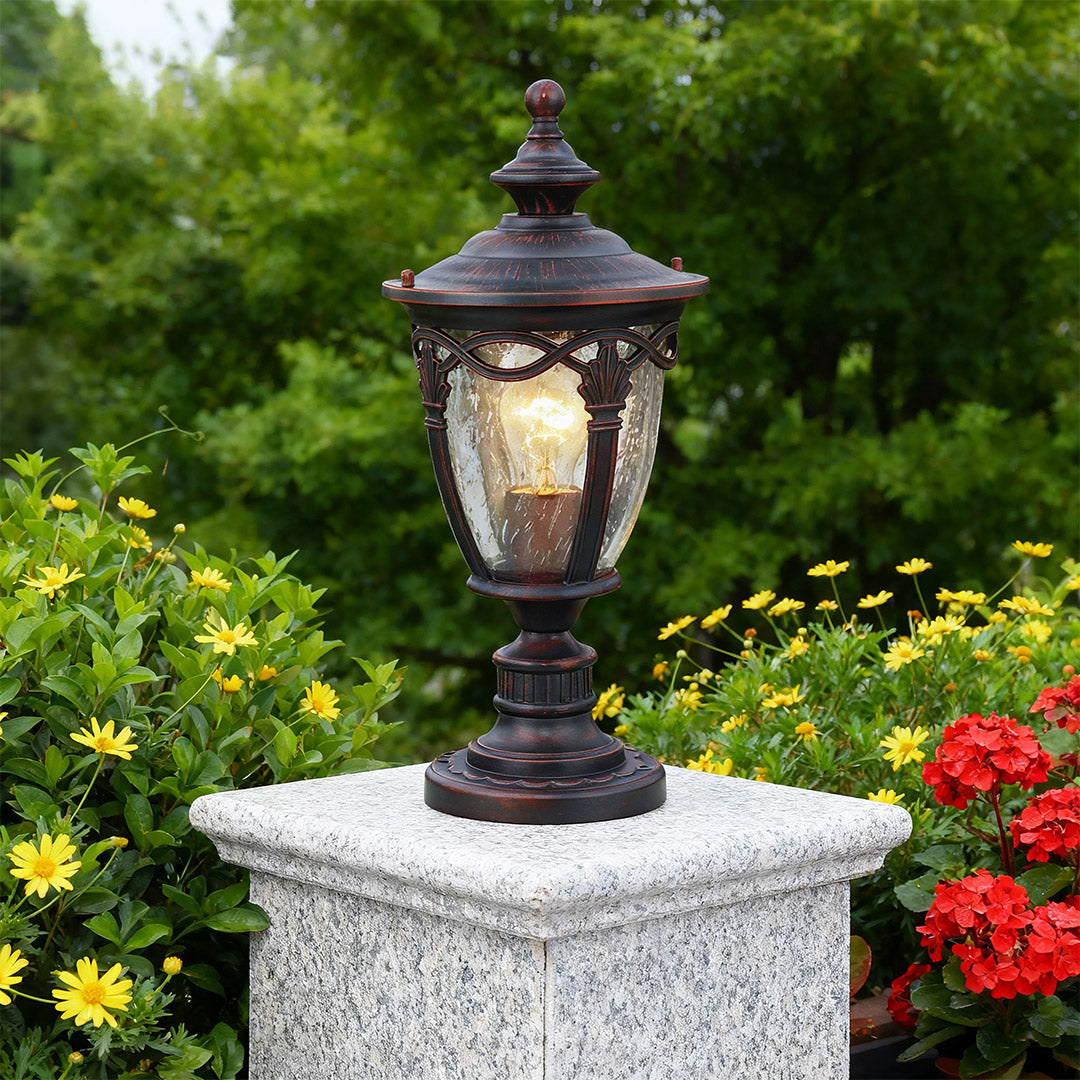Outdoor Aluminum Column Pillar Light with Clear Glass Shade
