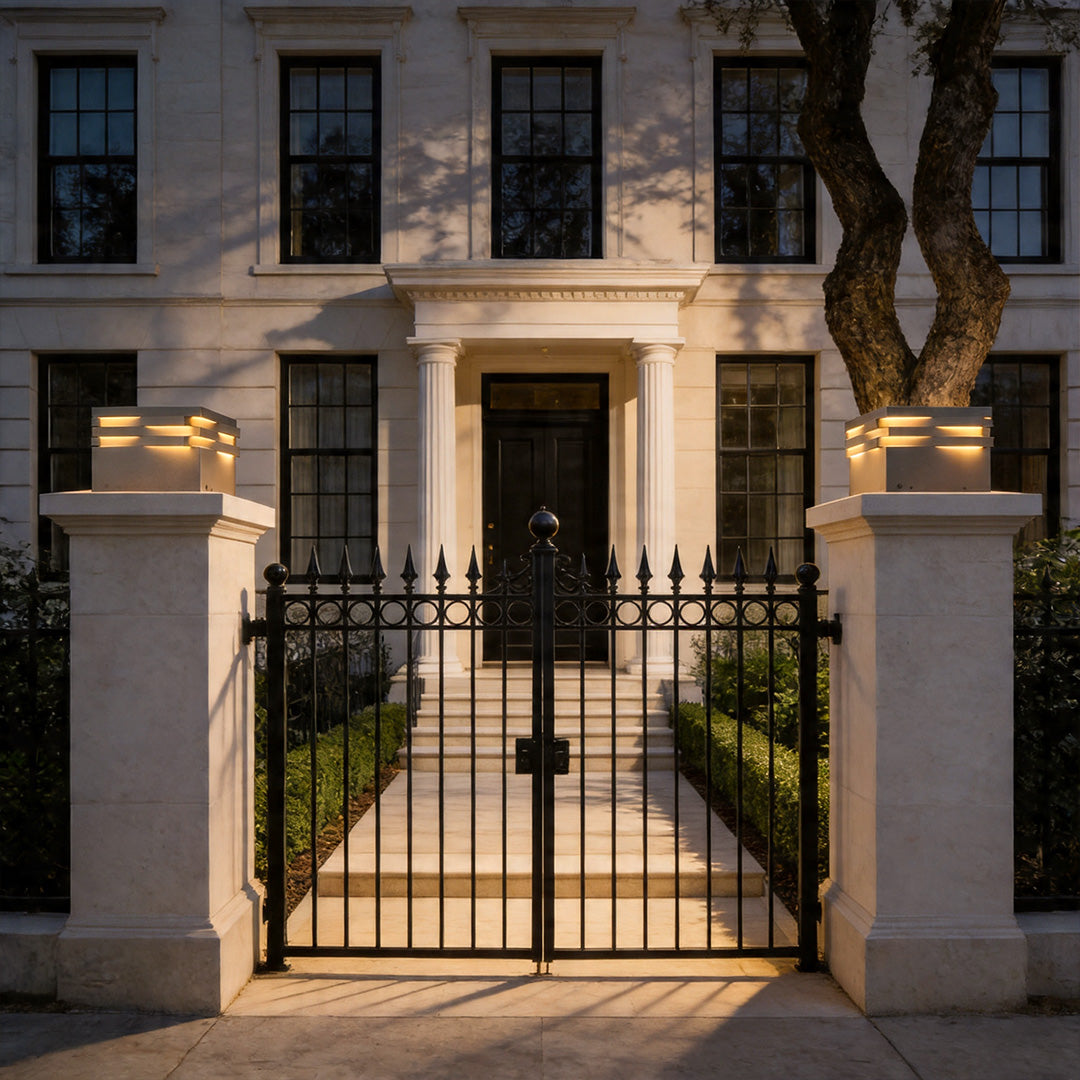 Modern Stainless Steel Outdoor Pillar Light with Solar & Hardwired Options