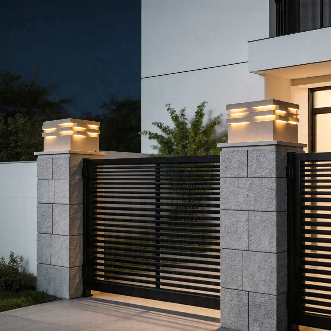 Modern Stainless Steel Outdoor Pillar Light with Solar & Hardwired Options