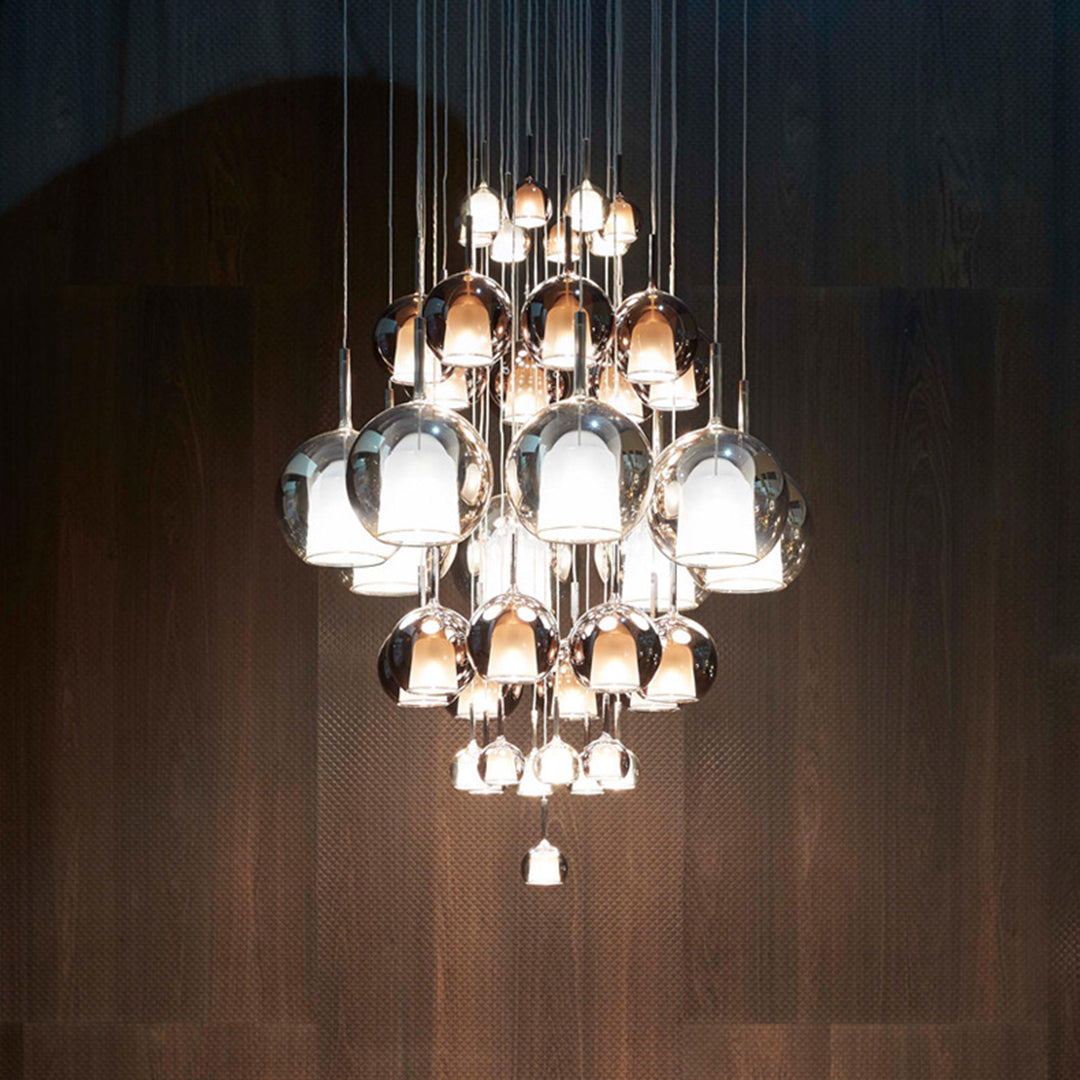 Nordic Hand-Blown Glass Ball Pendant Light for Dining Room & Living Room