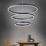 Trio of Illumination: Modern LED Chandelier with Adjustable Rings
