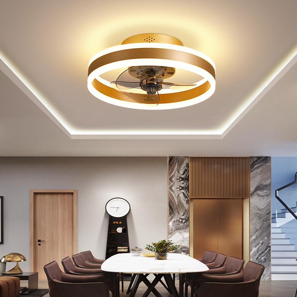16 Circular Dimmable Modern Ceiling Fan Light Flush Mount Led Chandelier With Fan