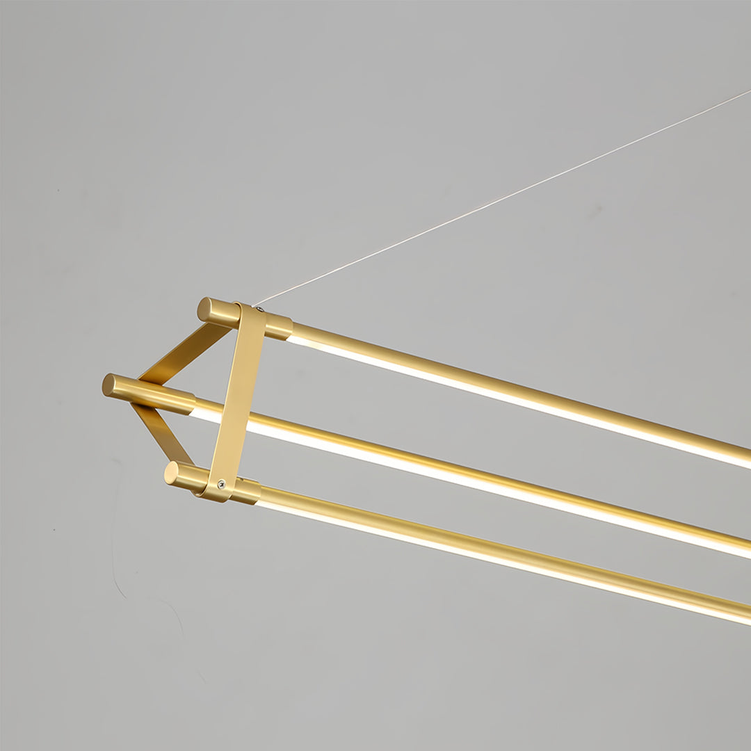 Slim Linear LED Pendant Light with Dimmable Brass Finish for Kitchen Island