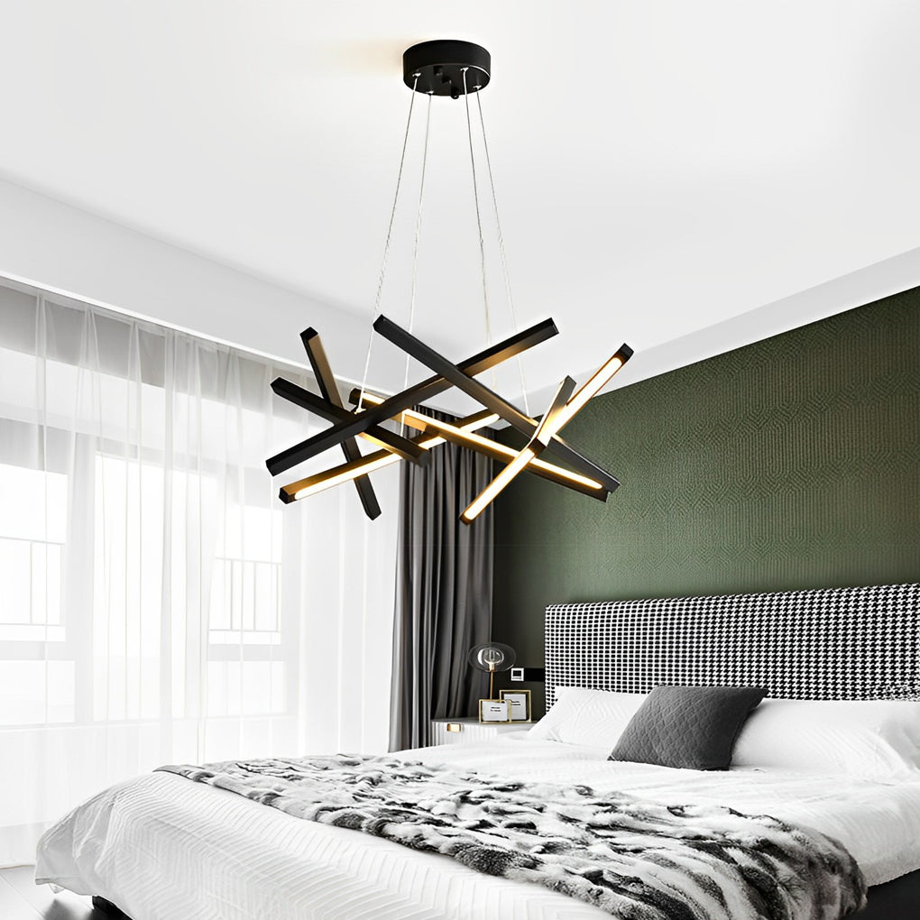 Satellite Geometric LED Chandelier in Black, Gold, or White