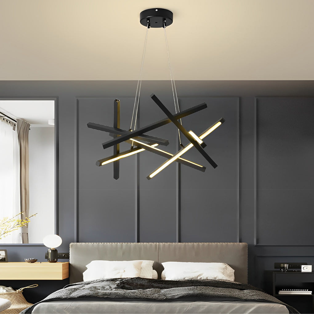 Satellite Geometric LED Chandelier in Black, Gold, or White