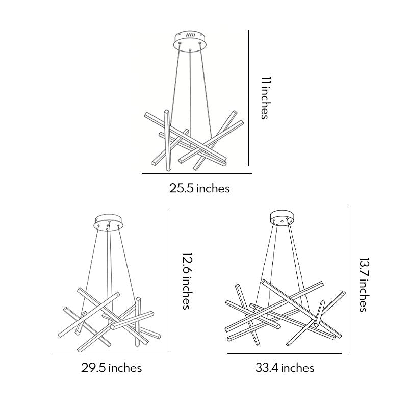 Satellite Geometric LED Chandelier in Black, Gold, or White