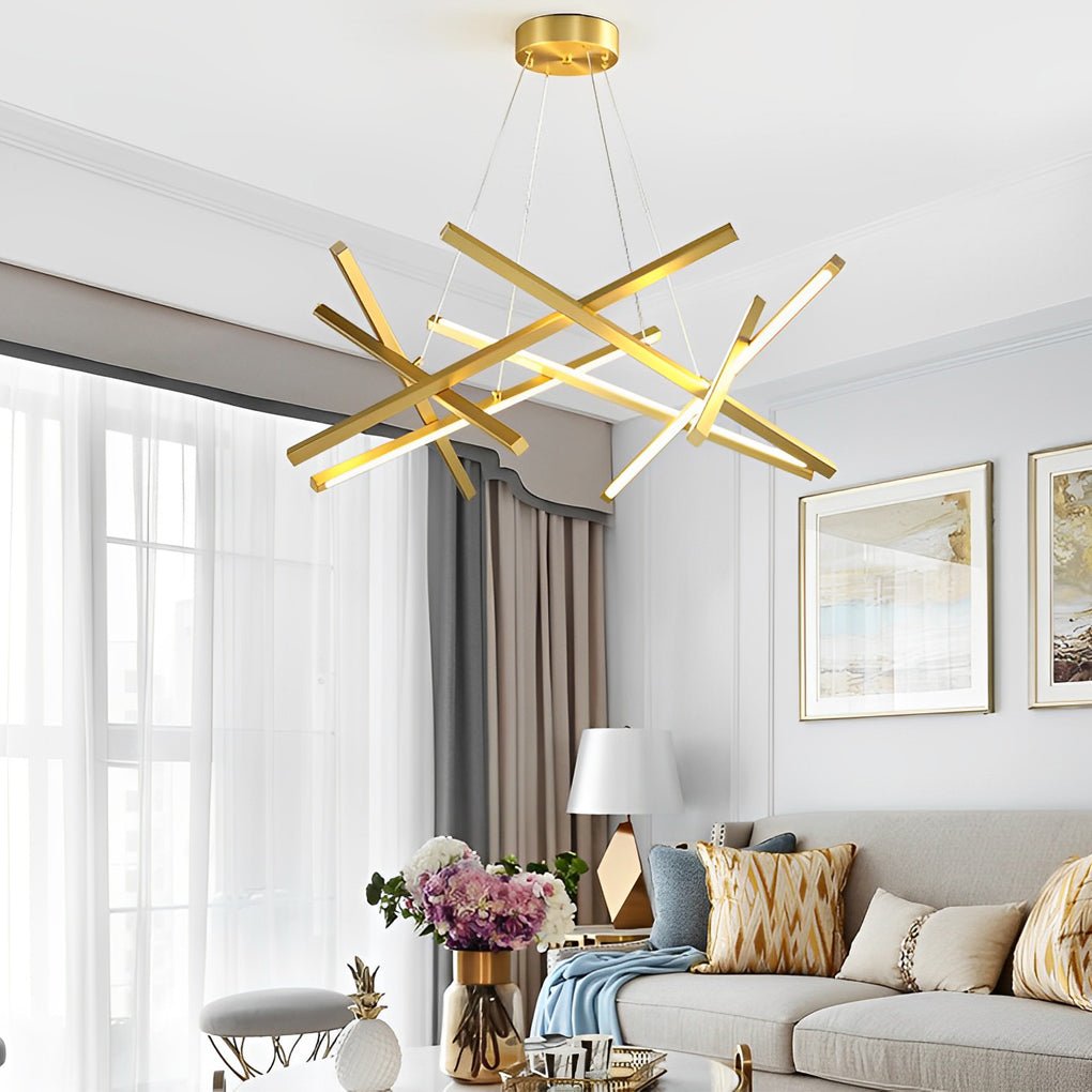 Satellite Geometric LED Chandelier in Black, Gold, or White