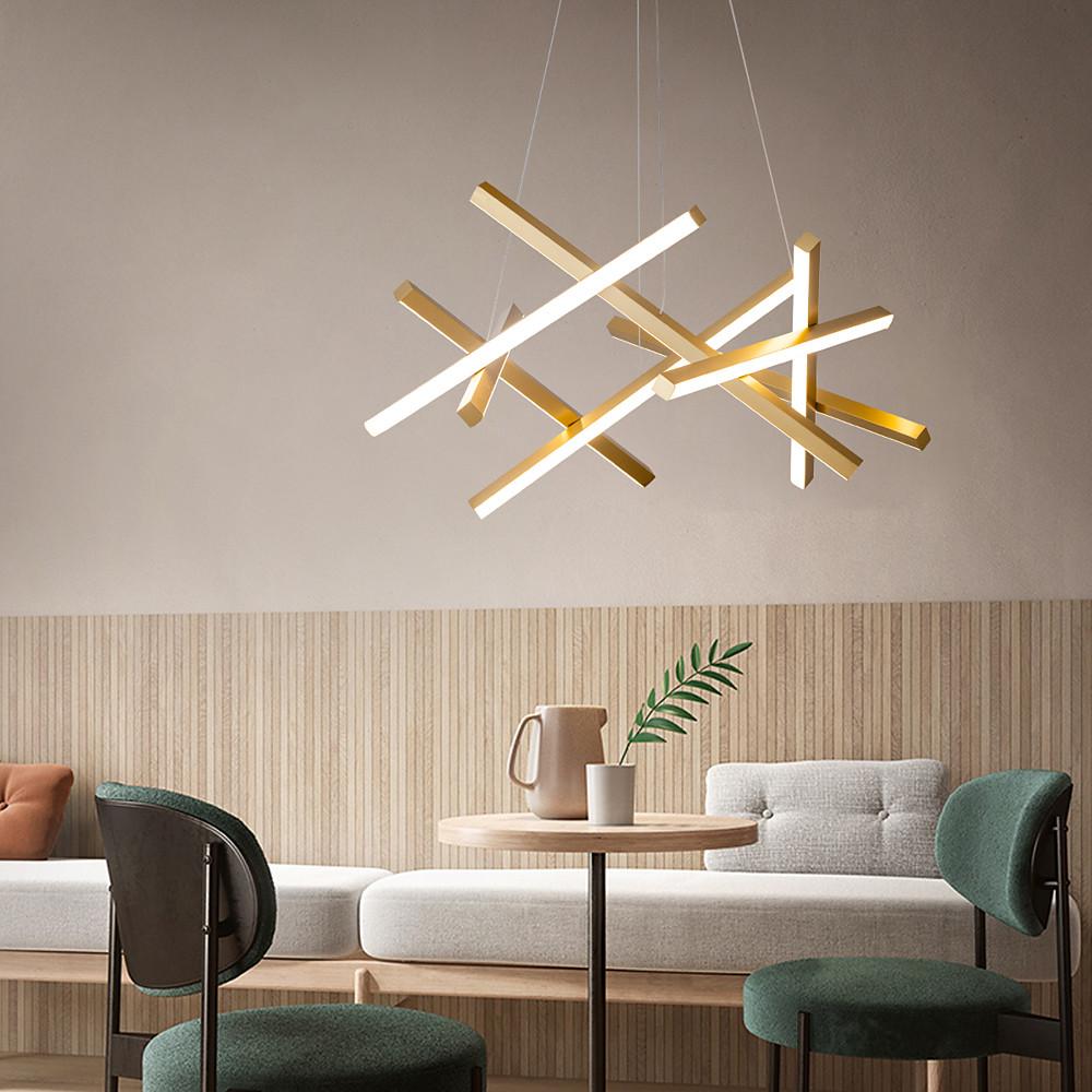 Satellite Geometric LED Chandelier in Black, Gold, or White