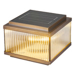Copper Pillar Light with Ribbed Glass Shade, Modern Outdoor Post Light