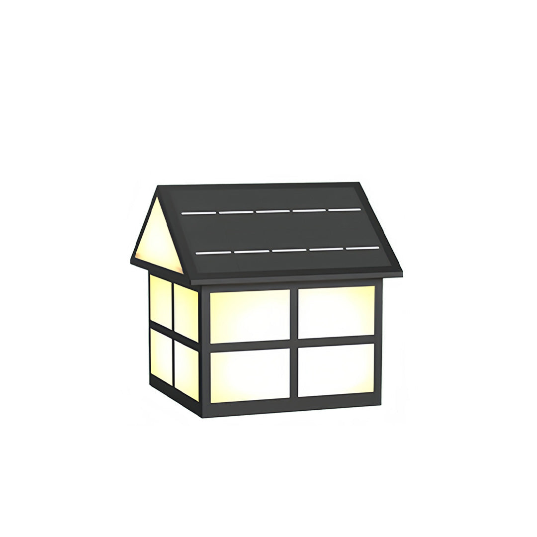 House-Shaped Outdoor Pillar Light in Black Stainless Steel