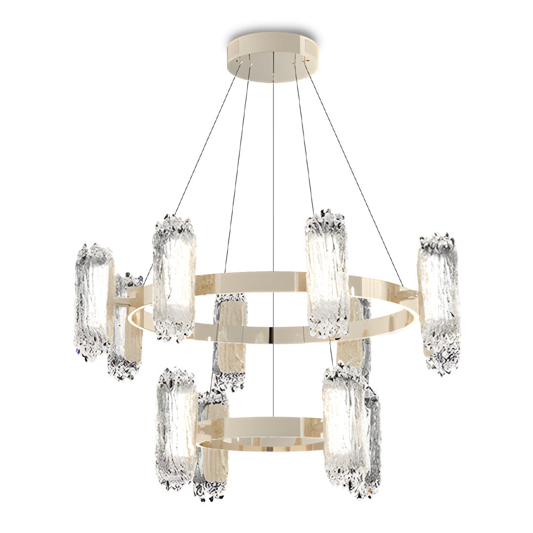 Aurelia Modern Metal Chandelier with Acrylic Shades, Gold Finish, LED