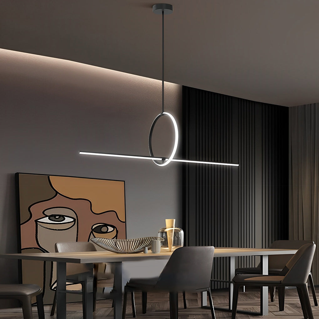 Modern Ring Linear LED Pendant Light for Dining Room and Kitchen Island