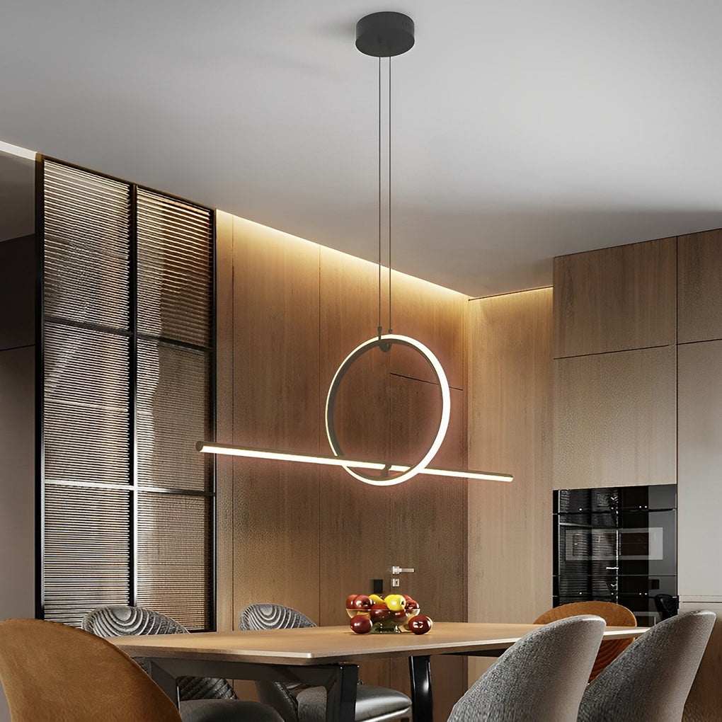 Modern Ring Linear LED Pendant Light for Dining Room and Kitchen Island