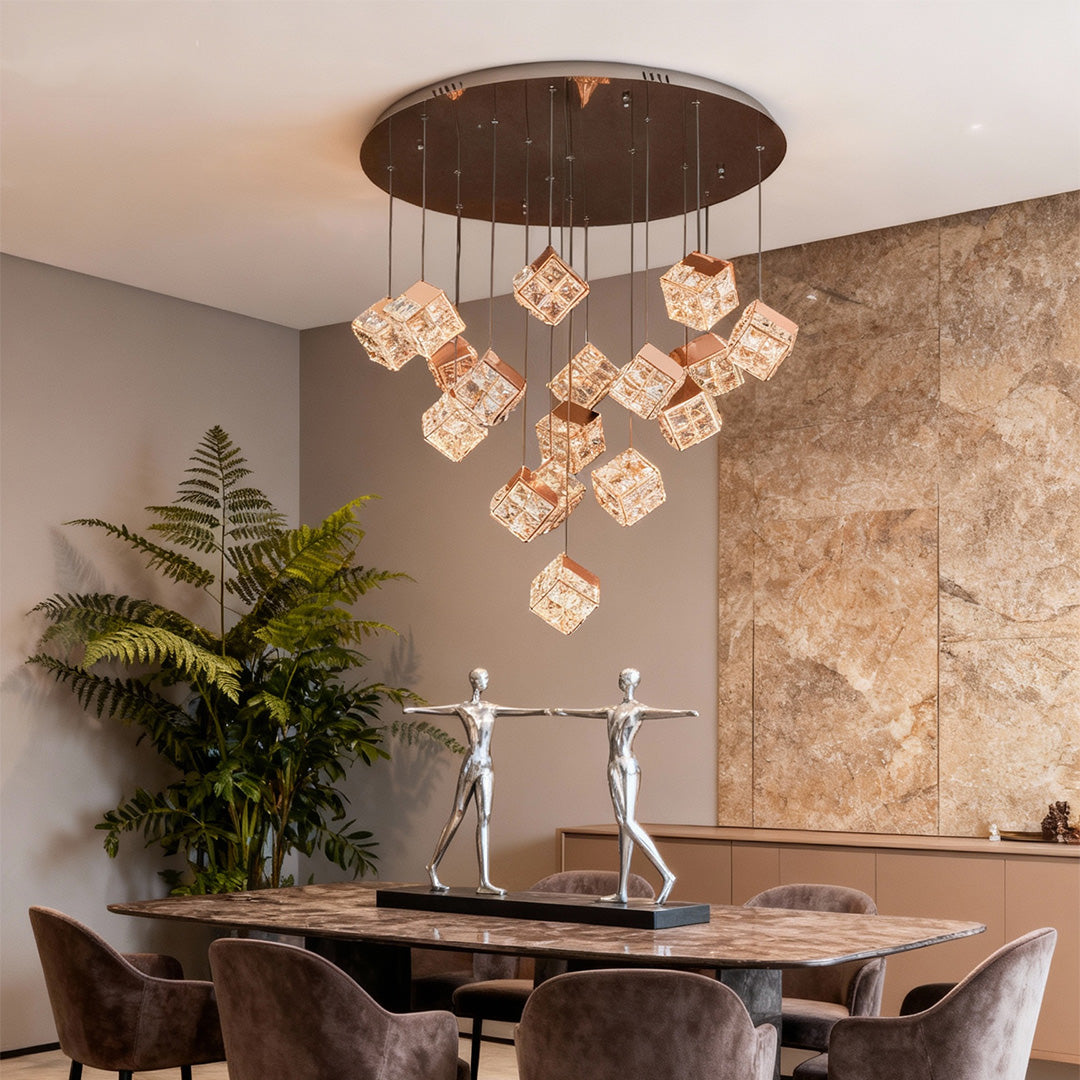 Rubik's Cube Crystal Chandelier – Modern LED Pendant Light
