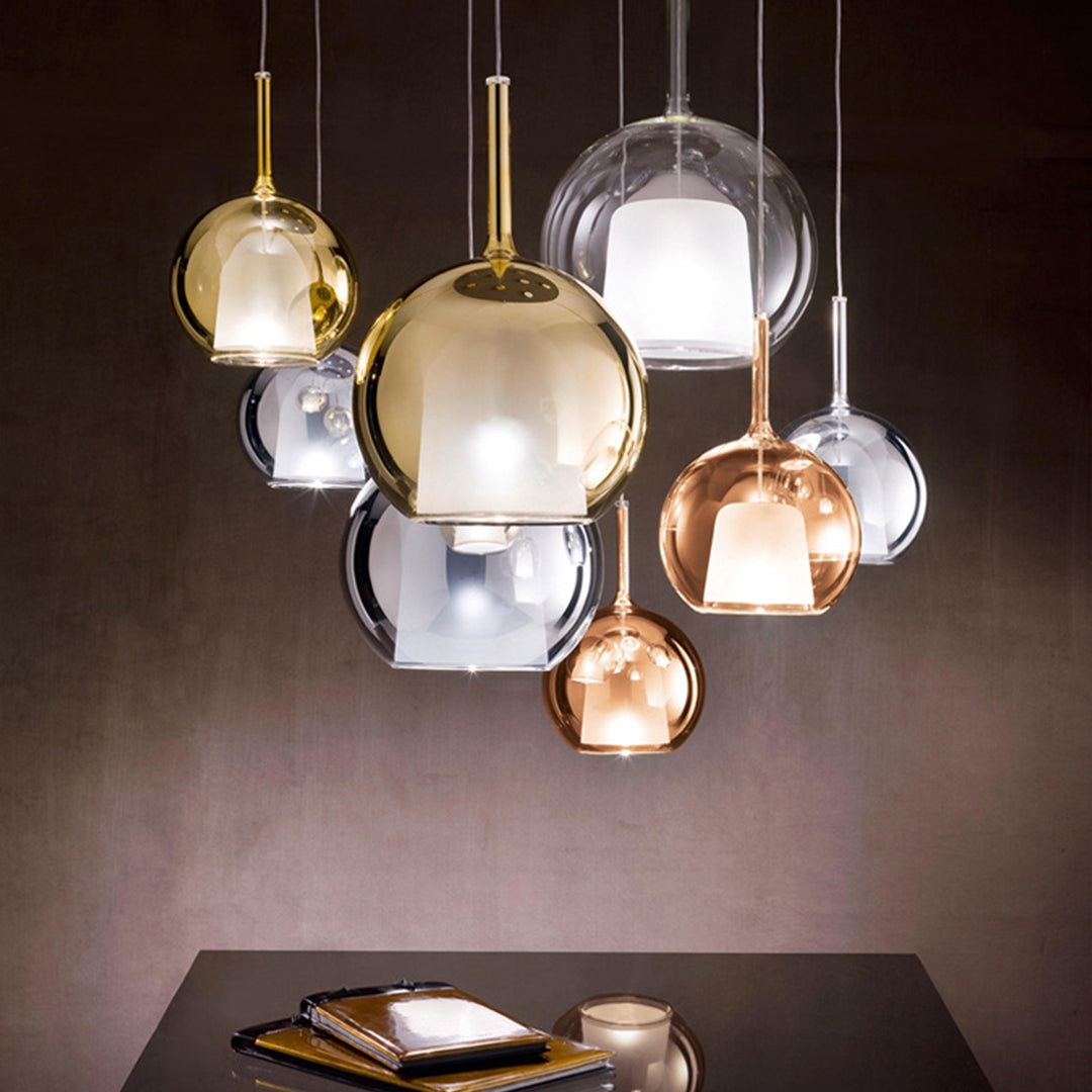 Nordic Hand-Blown Glass Ball Pendant Light for Dining Room & Living Room