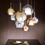 Nordic Hand-Blown Glass Ball Pendant Light for Dining Room & Living Room