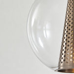 Brass Glass Ball Pendant Light with Perforated Metal Cone