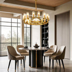 Lumière Cascade: Modern Copper Glass Drop Chandelier for Elegant Interiors