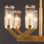 Lumière Cascade: Modern Copper Glass Drop Chandelier for Elegant Interiors