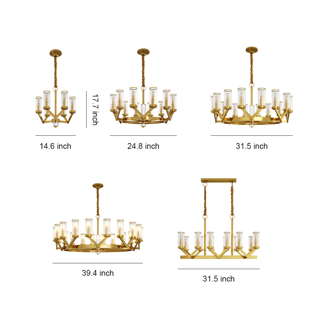 Lumière Cascade: Modern Copper Glass Drop Chandelier for Elegant Interiors
