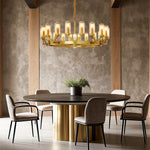 Lumière Cascade: Modern Copper Glass Drop Chandelier for Elegant Interiors