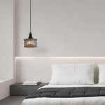 Italian Minimalist Glass Drum Pendant Light in Copper Black