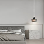 Italian Minimalist Glass Drum Pendant Light in Copper Black