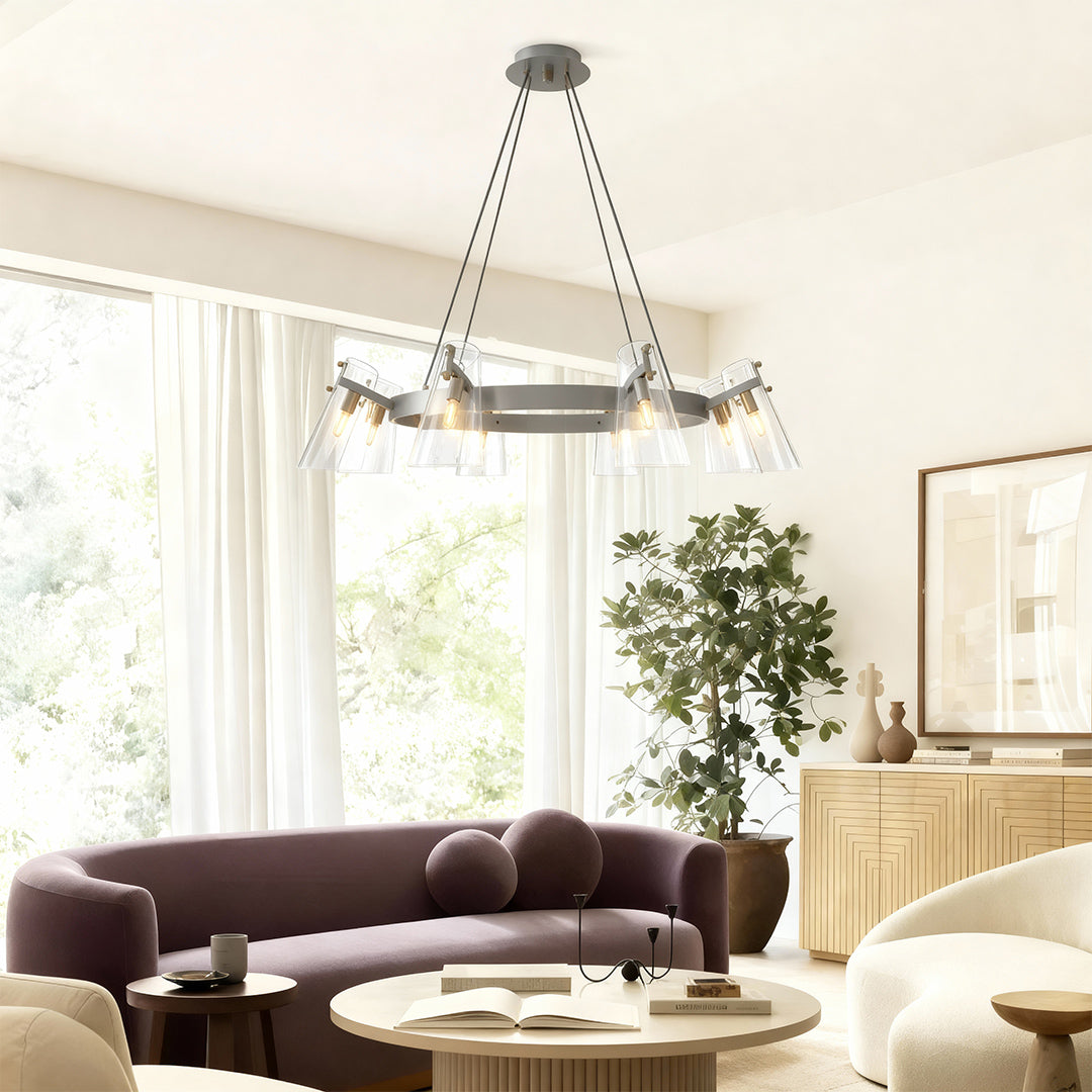 Modern Copper Chandelier with Acrylic Shades for Dining and Living Spaces